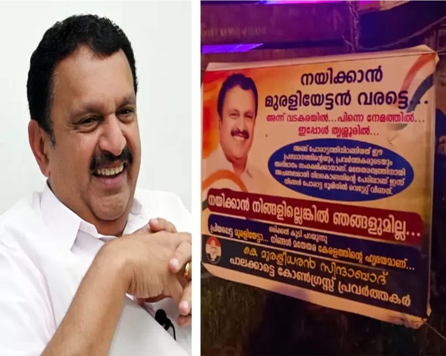 നയിക്കാന്‍ നിങ്ങളില്ലെങ്കില്‍ ഞങ്ങളുമില്ല; കെ മുരളീധരനായി പാലക്കാടും ഫ്‌ലക്‌സ് ബോര്‍ഡുകള്‍